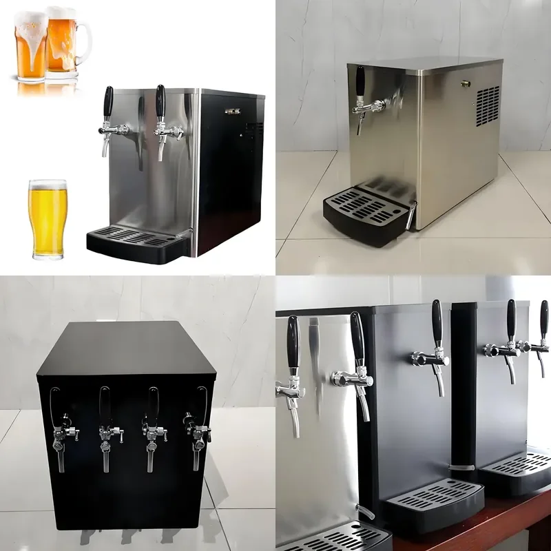 for Beer Dispenser with 2 Taps Stainless Steel Beverage Dispenser Draft Beer Cooler Electric Beer Dispenser