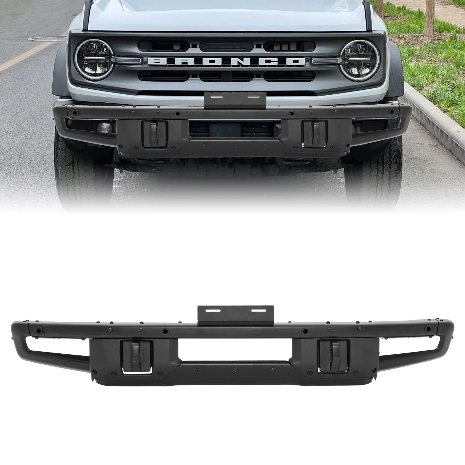 

Bolt-On Bronco Front Bumper Suitable for Ford Bronco 2021-2024 with D-ring Mounts Heavy-Duty