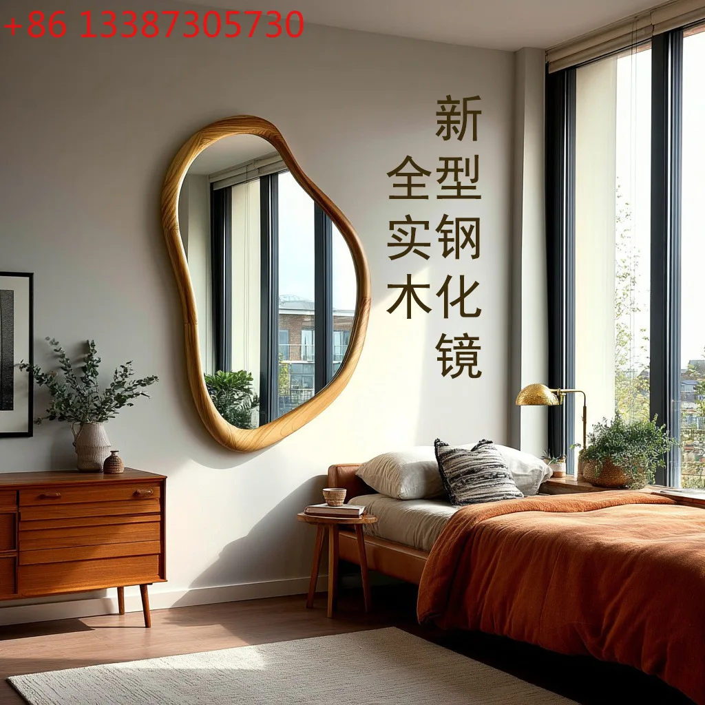 

Зеркало из закаленного стекла в античном стиле, из массива дерева манго, нестандартной формы, настенное, в полный рост.