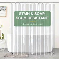 1pc Lightweight Clear Shower Curtain Liner with Magnets, Plastic Waterproof Bathroom Curtain Bath Curtain for Bathtubs Partition