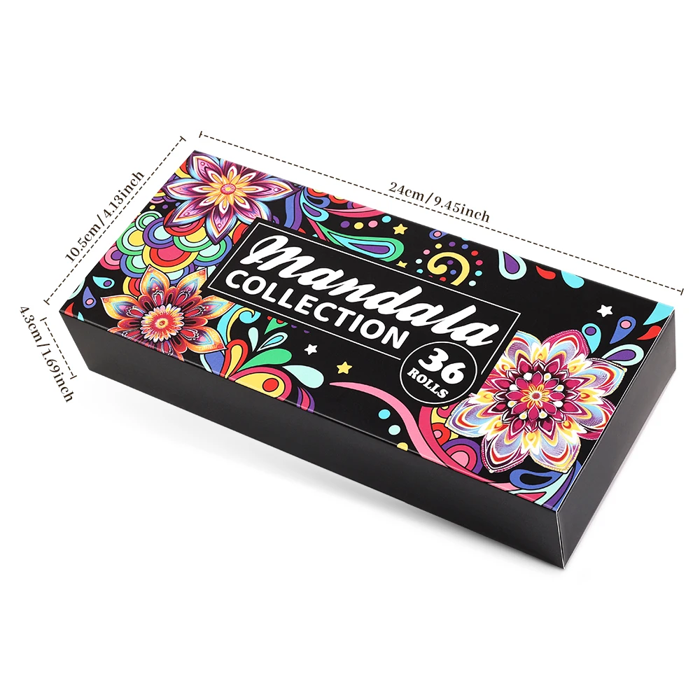 36 ロールヴィンテージマンダラ和紙テープカラフルなマンダラ花柄スクラップブッキングステッカーテープジャーナリングクラフト学校用