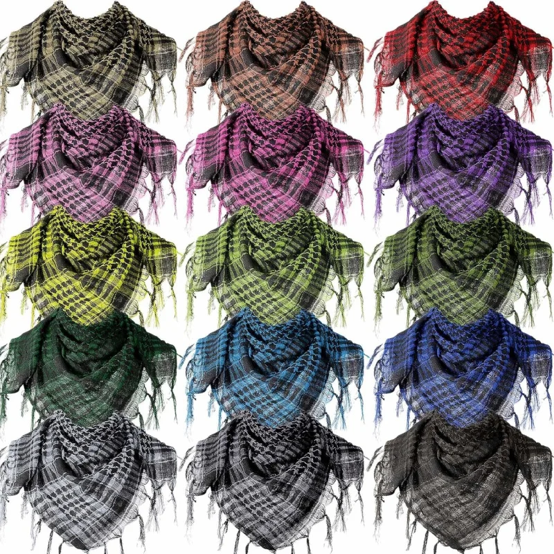 

15 Pcs Military Shemagh with Tassel Desert Tactical Scarf Keffiyeh Women Men