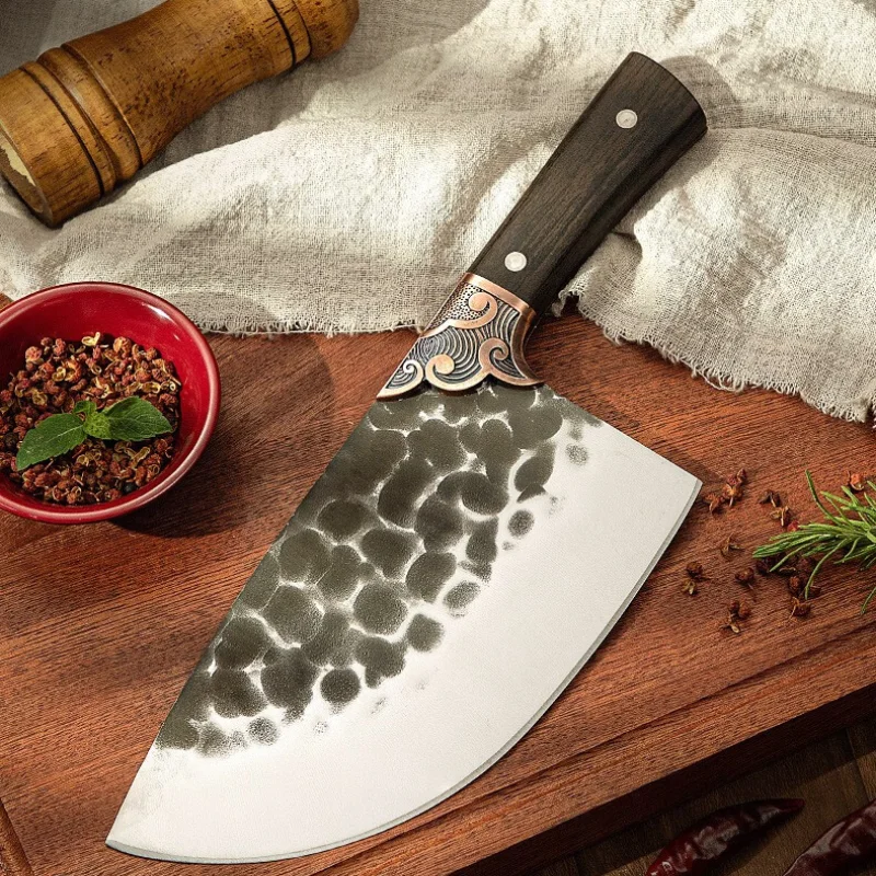 High Hardness Meat Cleaver, Stainless Steel Forged Commercial Chopping Knife , Kitchen Fish Killing Knife with Knife Sharpener