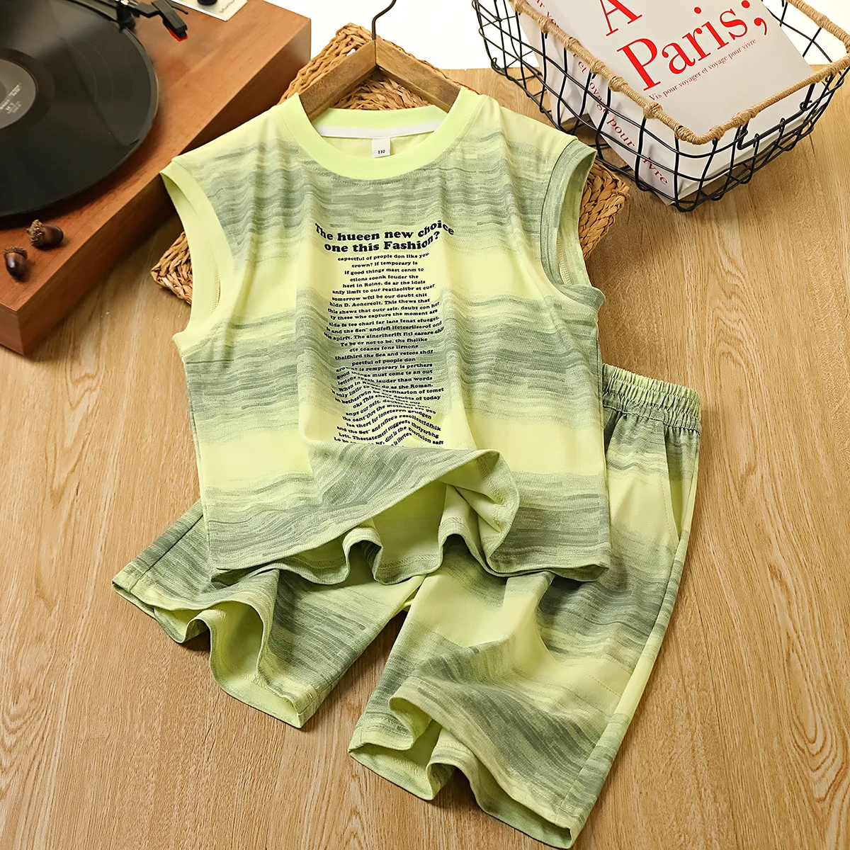 IYEAL 2026 Summer New Boys' Set Children's Summer Vest+Shorts Set Teenage Boys And Girls Stylish Two-Piece Set