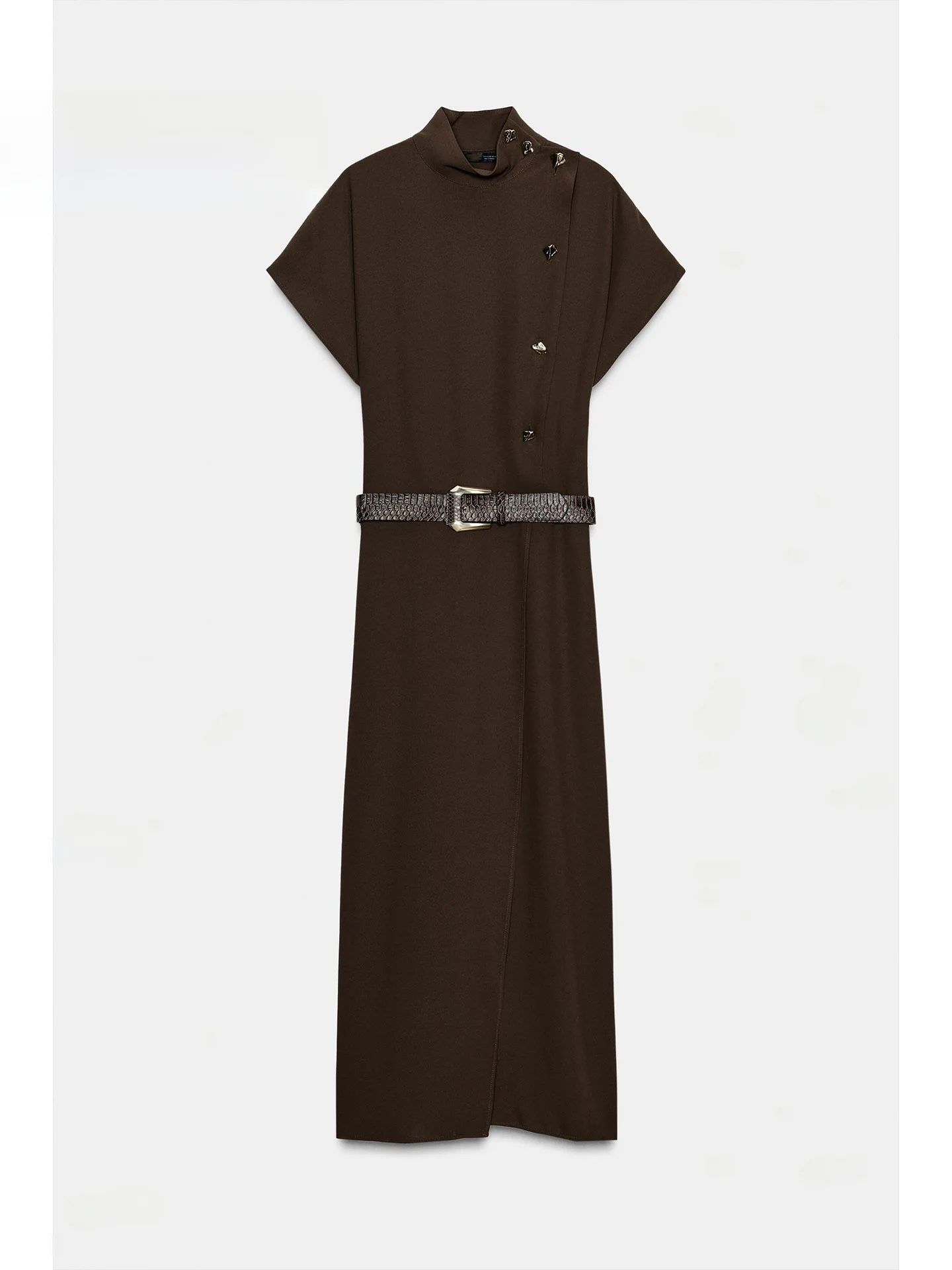 Ele ارتفاع الخصر ميدي Dr سليم صالح ort Sve الوقوف طوق مربوط Faionable شتاء 2025 المرأة عادية Dr