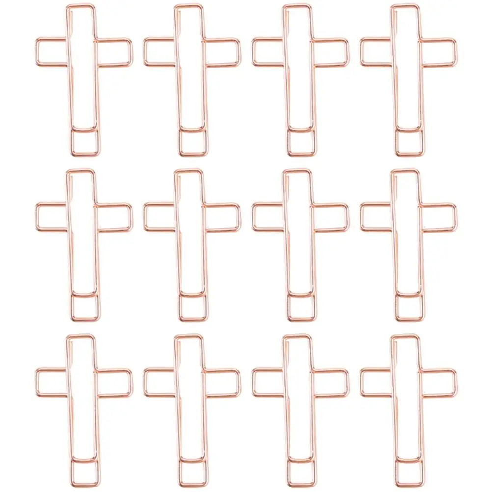 12 Pcs Shaped Paper Metal Bookmark Clips Clips Metal Bookmark Bible Journaling Golden Clamps Note Keeper Student Supplies