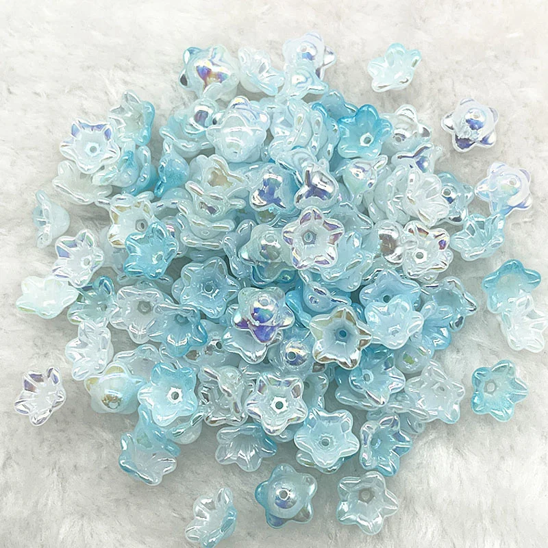 50pcs Gradient Bell Orchid Flower Acrylic Loose Beads for Jewelry Making DIY Hairpin Earrings Bracelet Accessories