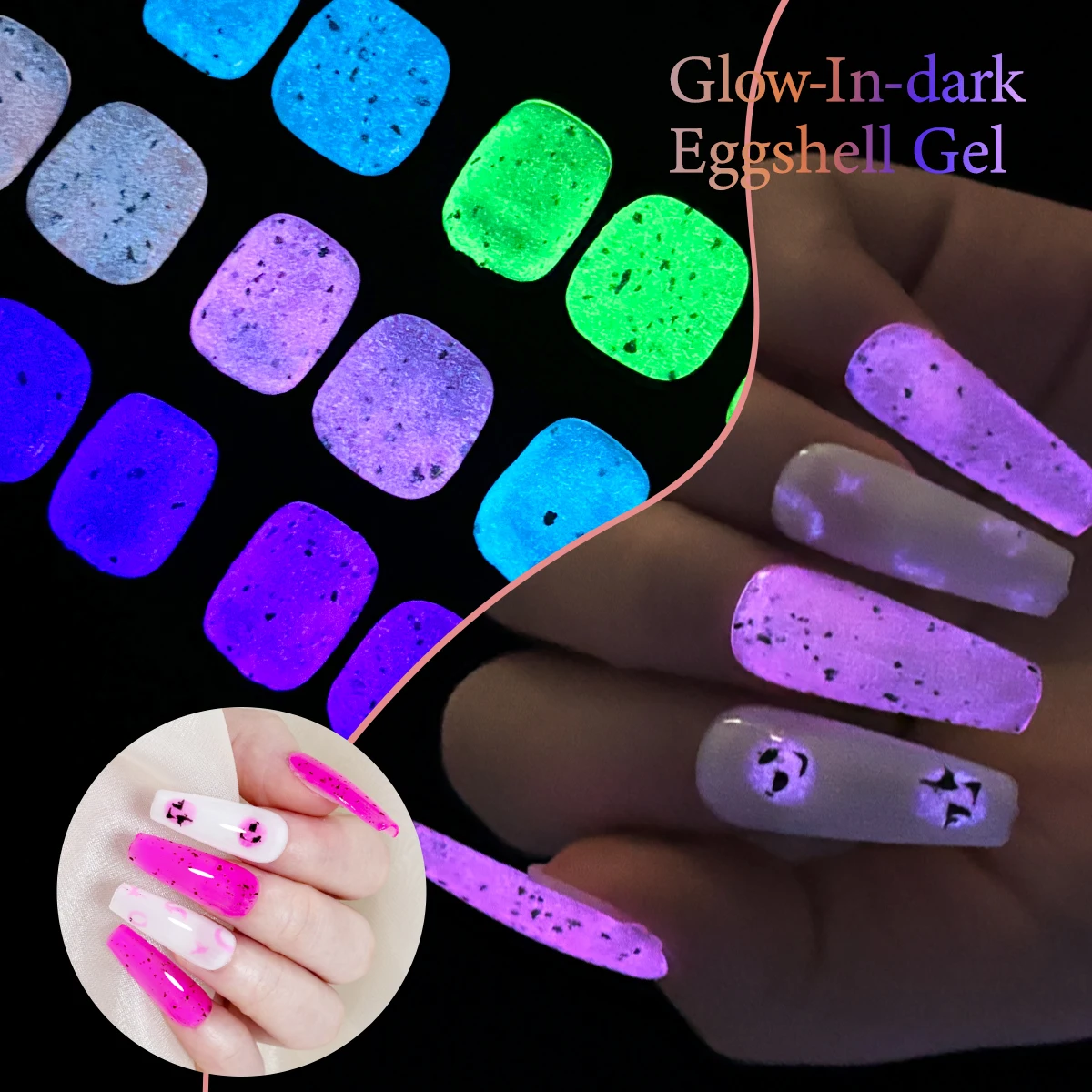 8 Colors Halloween Elements Series Fluorescent Glowin the Dark Gel 0.27 Ounce  Polish Removable Gel Party Glitter Color Gel .