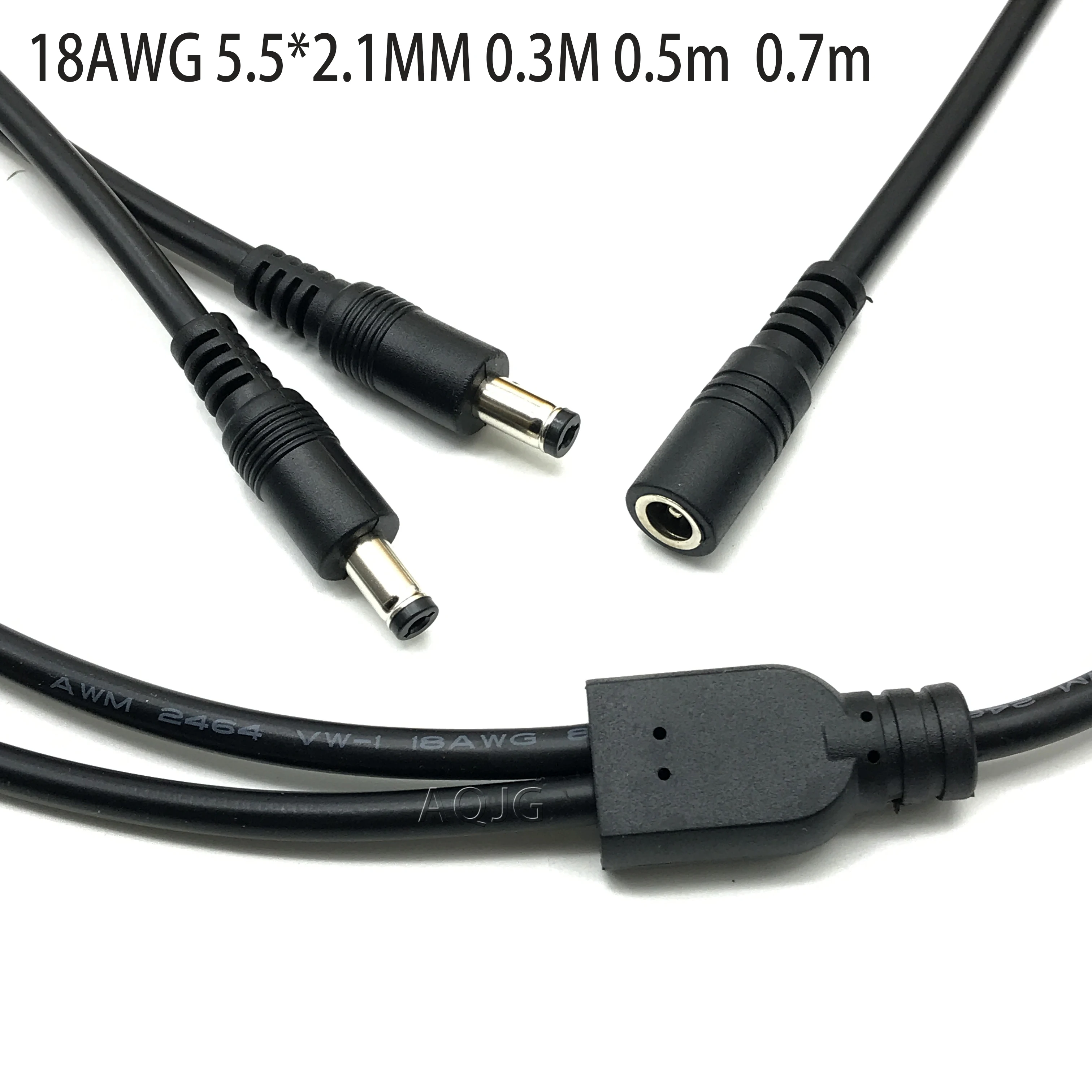 

All Copper 18AWG DC Splitter Power cable DC5.5*2.1MM 10A 1Female to 2 male For Monitoring Power Cord 0.3m 0.5m 0.7m Current