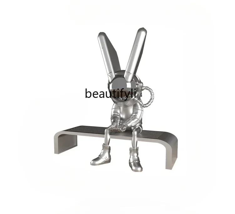 New arrive space rabbit moonlight rabbit floor ornament shopping mall bar KTV decoration living room sculpture