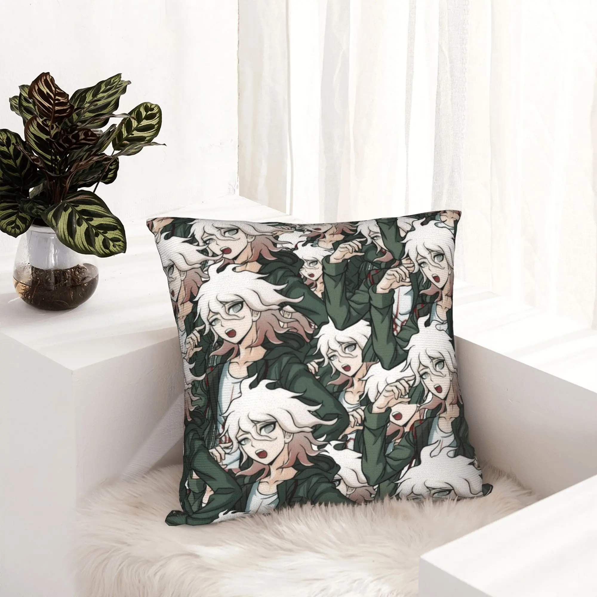 Nagito Komaeda Anime Pillowcase Printing Cushion Cover Decoration Throw Pillow Case Cover Home Square