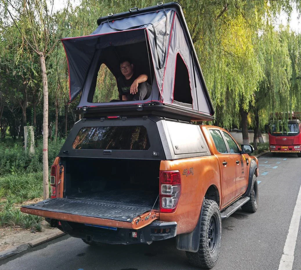 With Roof Top Tent Steel Dual Cab 4x4 Pick Up Pickup Truck Bed Canopy Topper for Ford Ranger T6 T7  Hilux Np300 Dmax custom