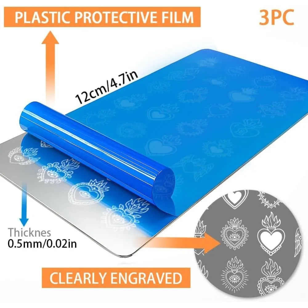84 Patterns Sacred Heart Nail Stamping Plates 3PCS Sacred Heart Flame Templates Retro Eye Nail Image Template