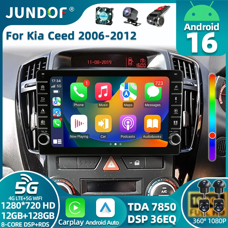 

Android 16 Carplay Auto For Kia Ceed ED 2006-2012 Car Radio Multimedia Video Player Navigation GPS No2Din 2 Din DVD DSP 4G