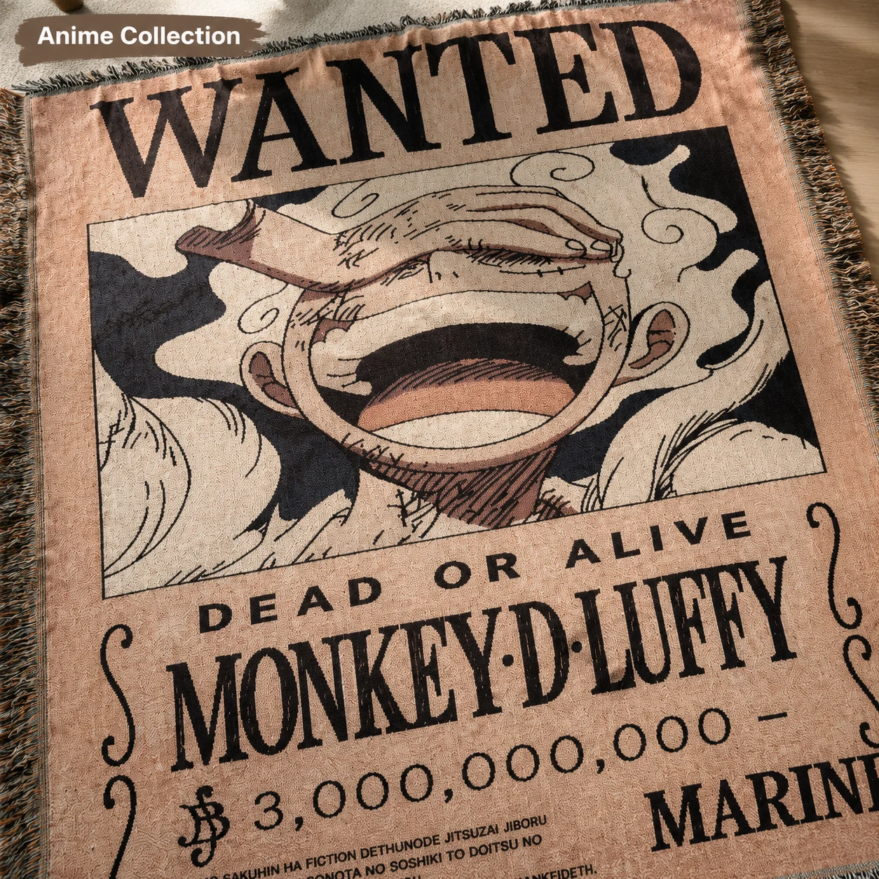 One Piece Luffy Wanted Poster Jacquard Home Textile 130x160cm Soft Sofa Bed Cover Anime Room Decor Home Accessory Tapestry