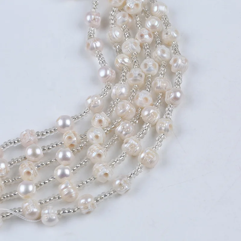 10-11mm freshwater cultured carved skull pearls beads short strands for making bracelet