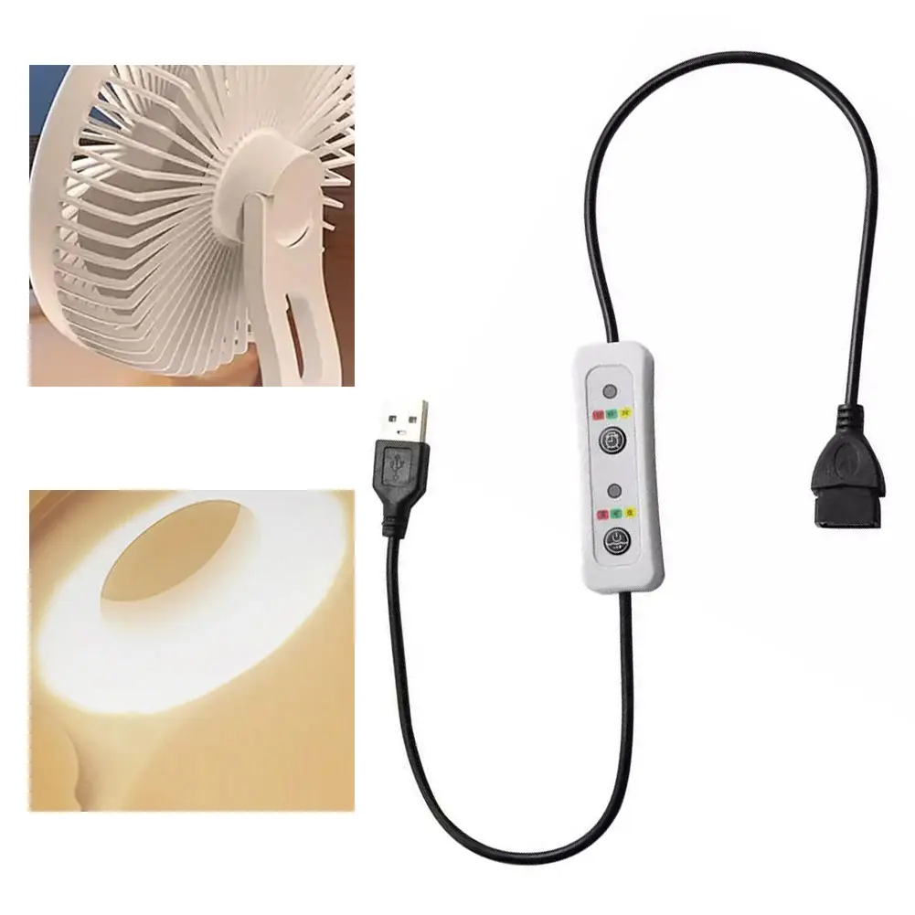 USB Speed Regulator Extension Cable with Built in Timer and Color Coded Speed Indicators for USB Fans and Lamps