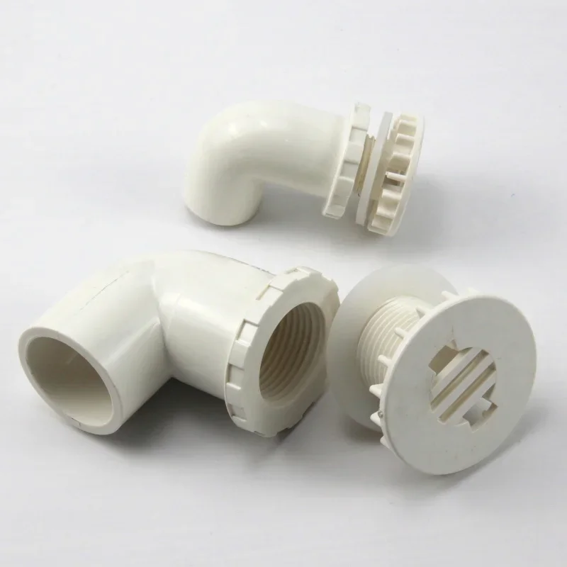 Fish Tank Drain Elbow Water Tank PVC Drain Pipe Component Group Tank Drain Seafood Pool Sewage Bent Strong Discharge 1Pcs