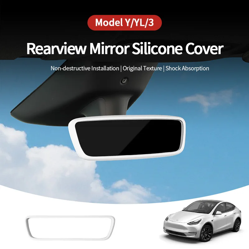 For Tesla Model 3 (24-) Model Y (25-) Model YL (25-) Silicone Rearview Mirror Protector Frame Cover Trim Interior Accessories