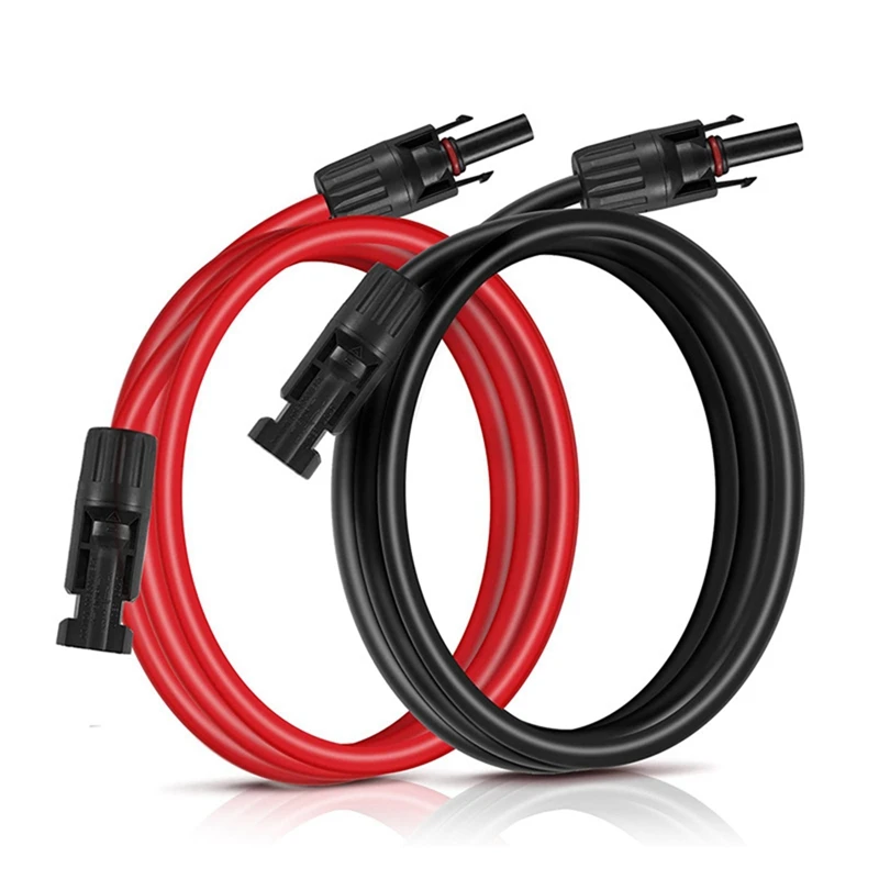 2M 12awg-mc Zonne-Verlengkabel, Zonnepaneel Verlengkabel Met Vrouwelijke En Mannelijke Connector (Rode + Zwarte Kabel)