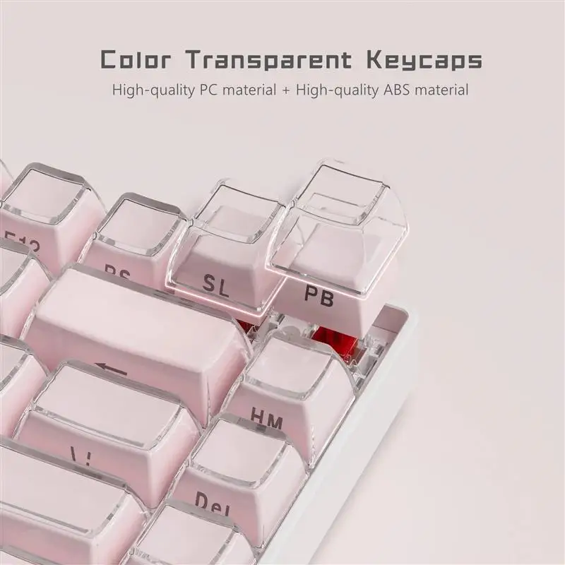 113 Key Jelly Round Side Keycaps Ice Crystal Translucent Pink OEM Profile Key cap for Cherry MX 61 68 104 Mechanical Keyboard