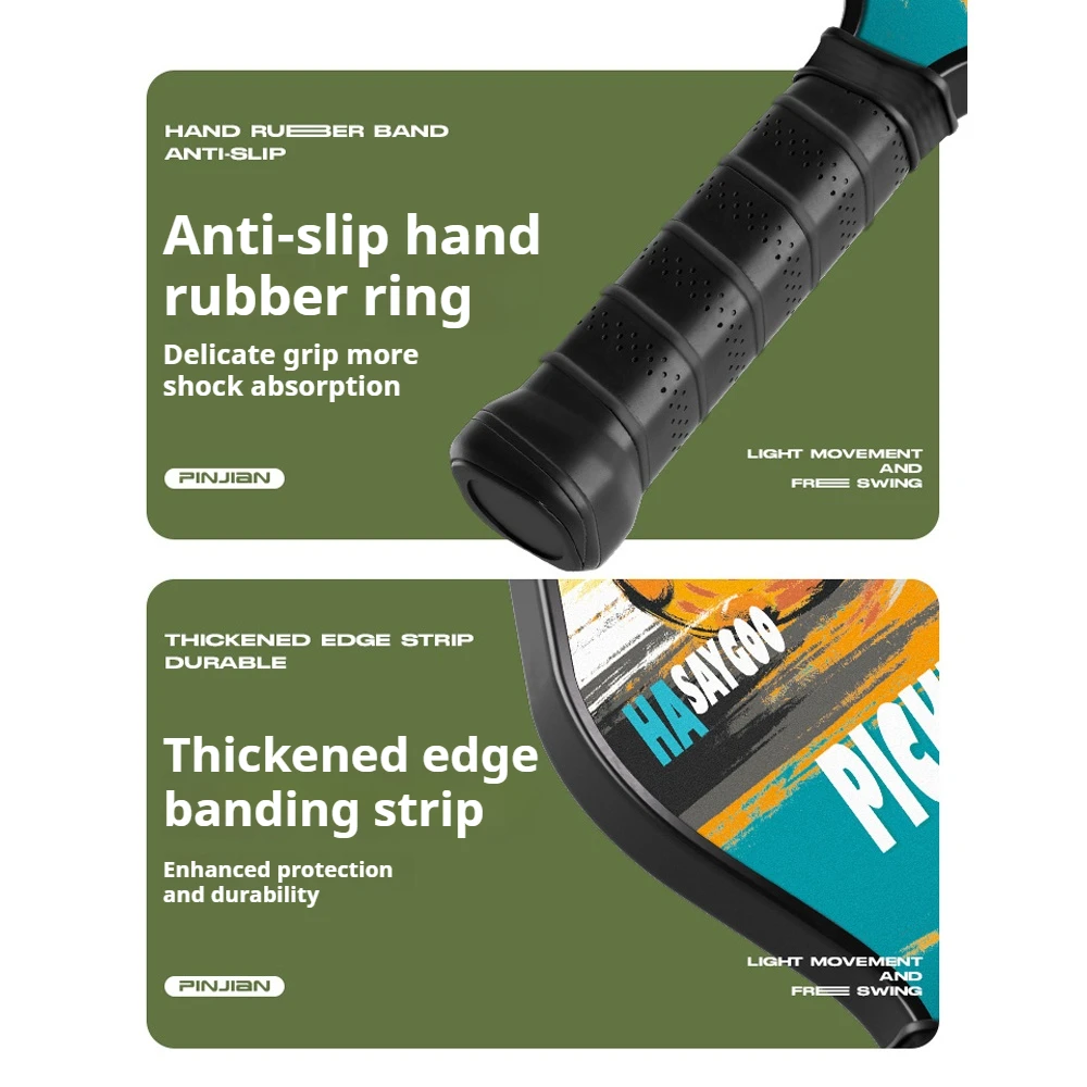 Pickleball-Paddel-Set aus Kohlefaser, langlebige Schläger für Kinder und Erwachsene, Training im Innen- und Außenbereich, mit Komfortgriff