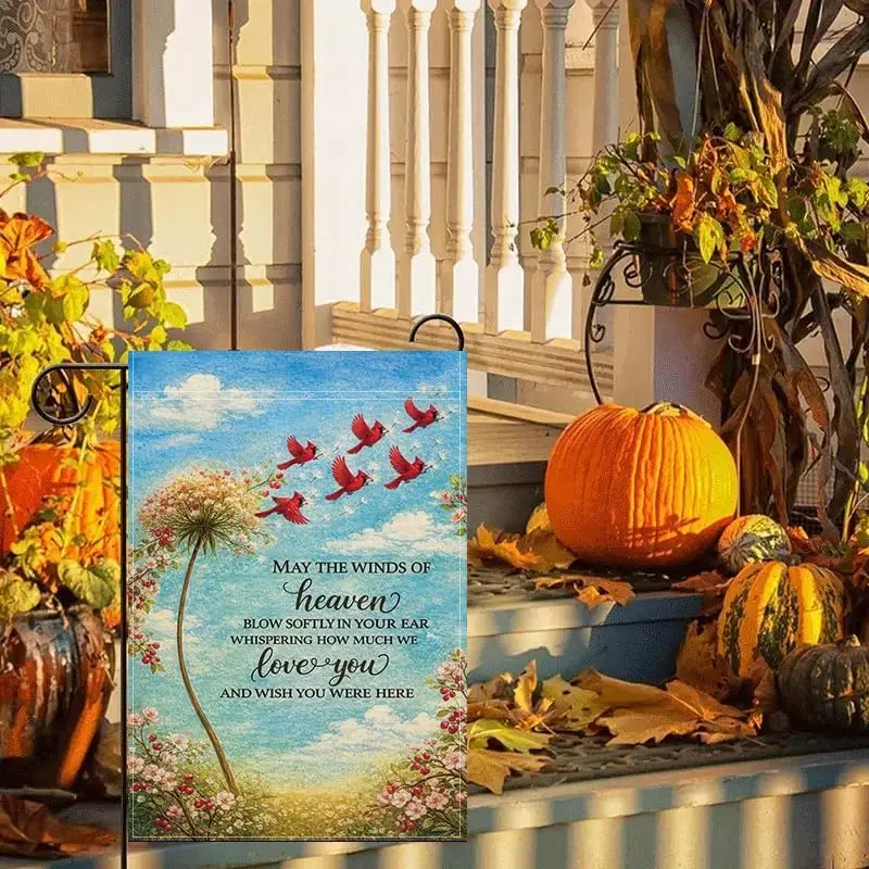 Garden Flag 12x18 Inch, Cardinal Memorial Garden Flag with Inspirational Quote, Double Sided Outdoor Sympathy Yard Flag, Flo llp