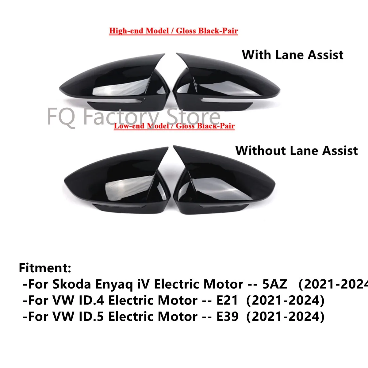 

For VW ID.4 ID.5 Electric Motor E21 E39 2021-2024 For Skoda Enyaq iV Electric Motor 5AZ Rear View Wing Mirror Cover Cap