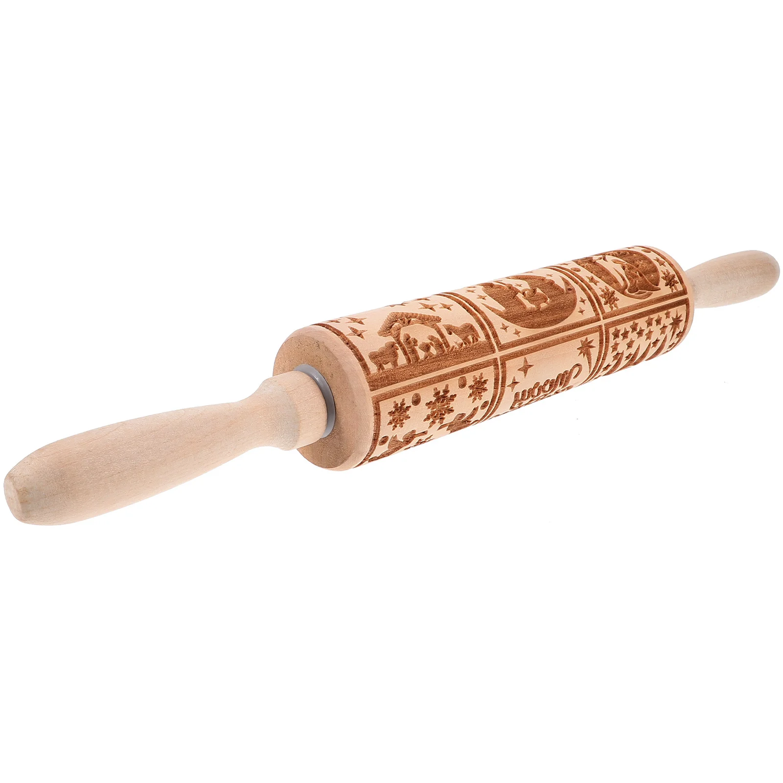 

Jesus Birth Pattern Rolling Pin Natural Wood Carved Baking Tool For Cookies Dough Embossed Kitchen Christmas Elements