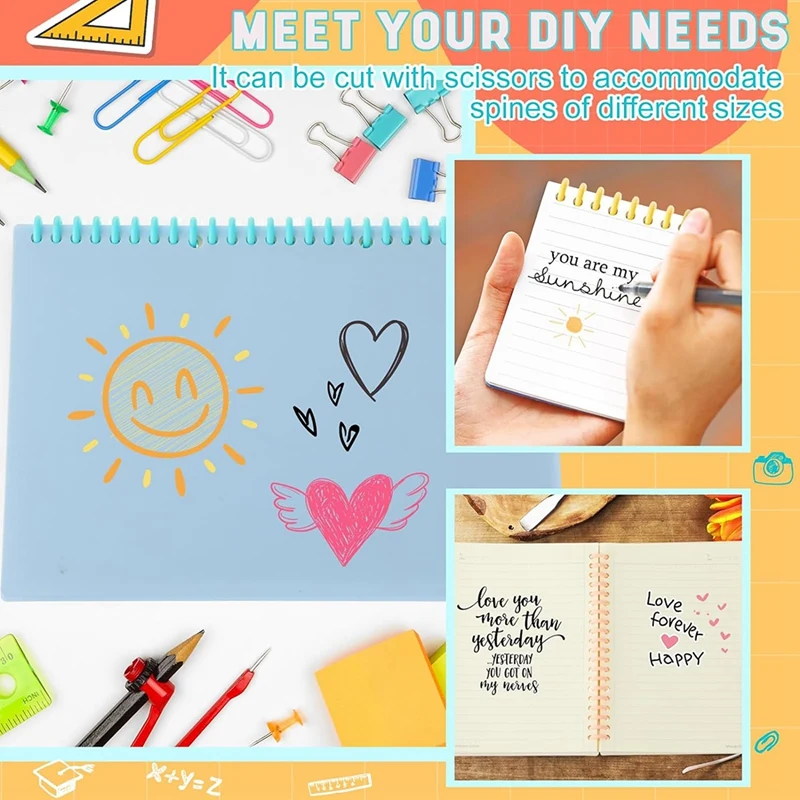 Plástico espiral encadernação bobinas, 30 anel encadernação espirais, presentes de Natal duráveis para estudantes, colegas, 1/2 em diâmetro, 50PCs