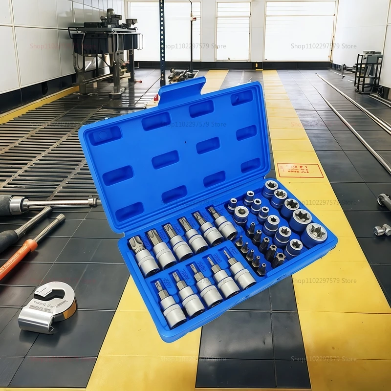 34 pçs torx estrela soquetes & bit conjunto com caixa macho/fêmea e-security bits unidade ferramenta portátil torque estrela soquete ferramenta de desmontagem