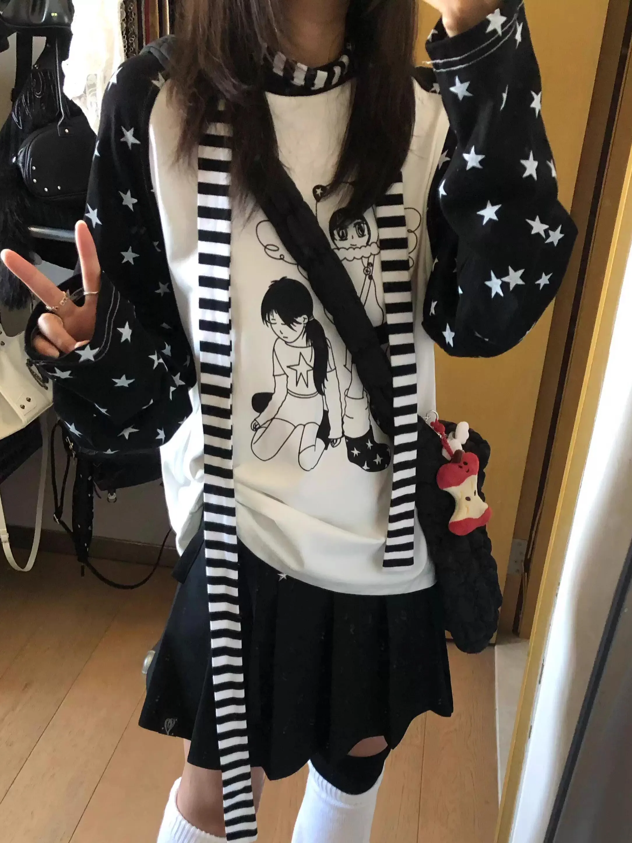 

Angel Star Print Casual Loose Long Sve Cotton T-irt Women's oulder Insert Color Blo Pure Cotton Comfortable Top