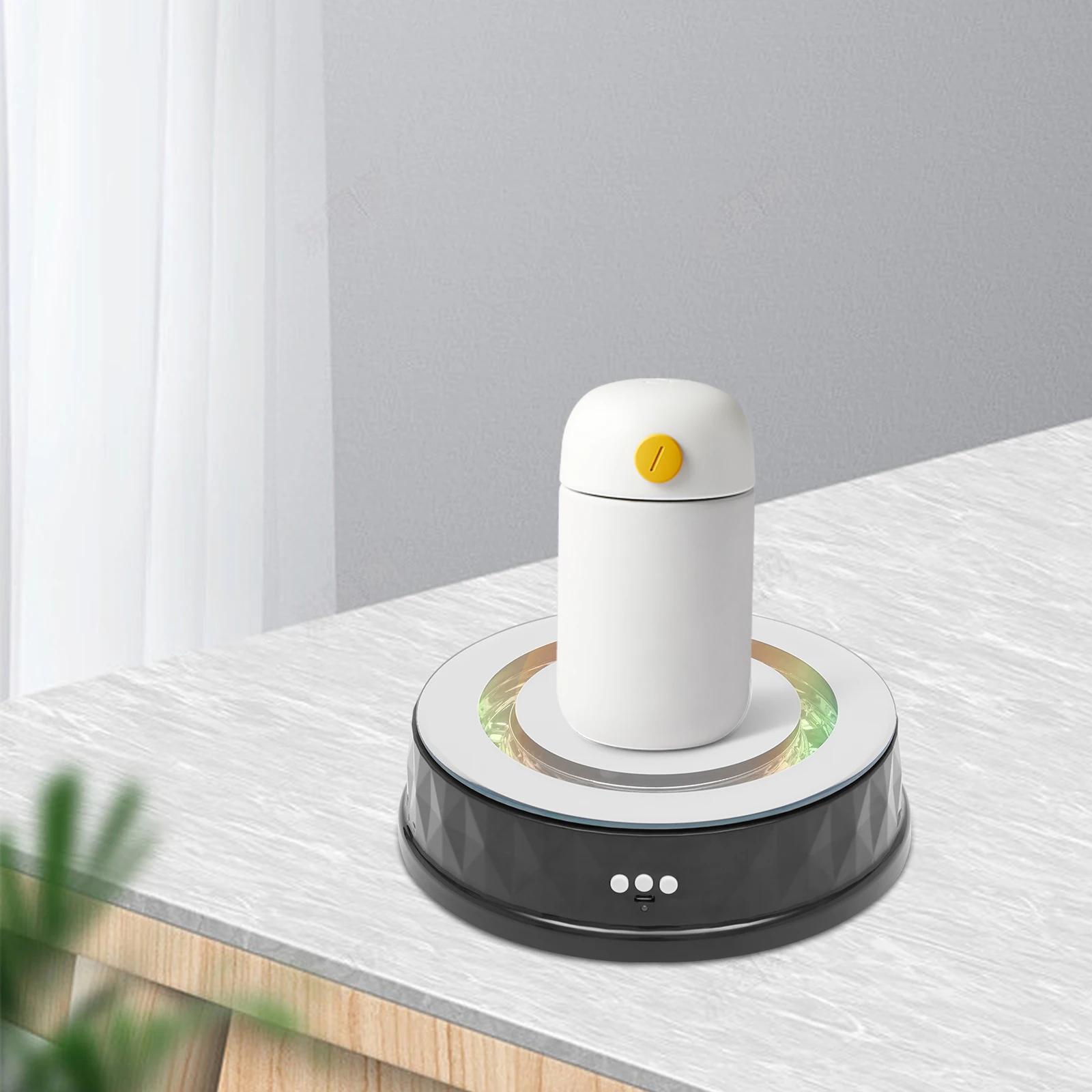 Rotating Display Stand 9inch/17.6lb LED Colorful Light 360 Degree Motorized Turntable Mirror Base Stand