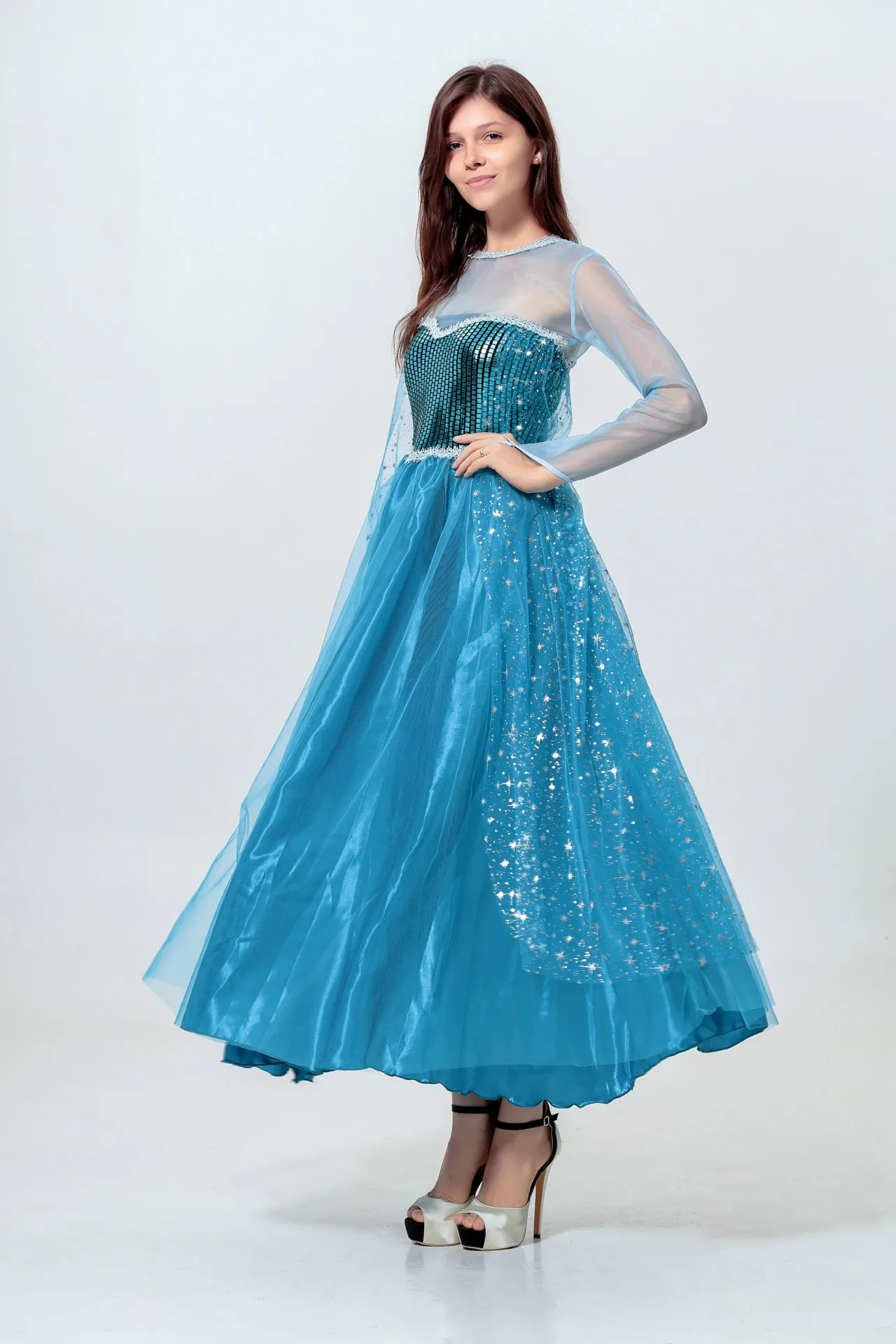 فستان أميرة أزرق للهالوين، زي تنكري لشخصية الملكة من الحكايات الخيالية، فستان إلسا قطعة واحدة، زي تقليدي للنساء، ملابس للمسرح