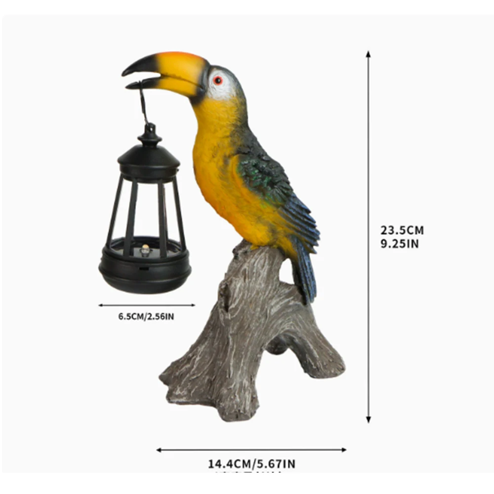 Creative Toucan Bird Solar Lamp Animal Statue – Garden Decoration and Ornament for Outdoor Landscaping, Crafted From Resin