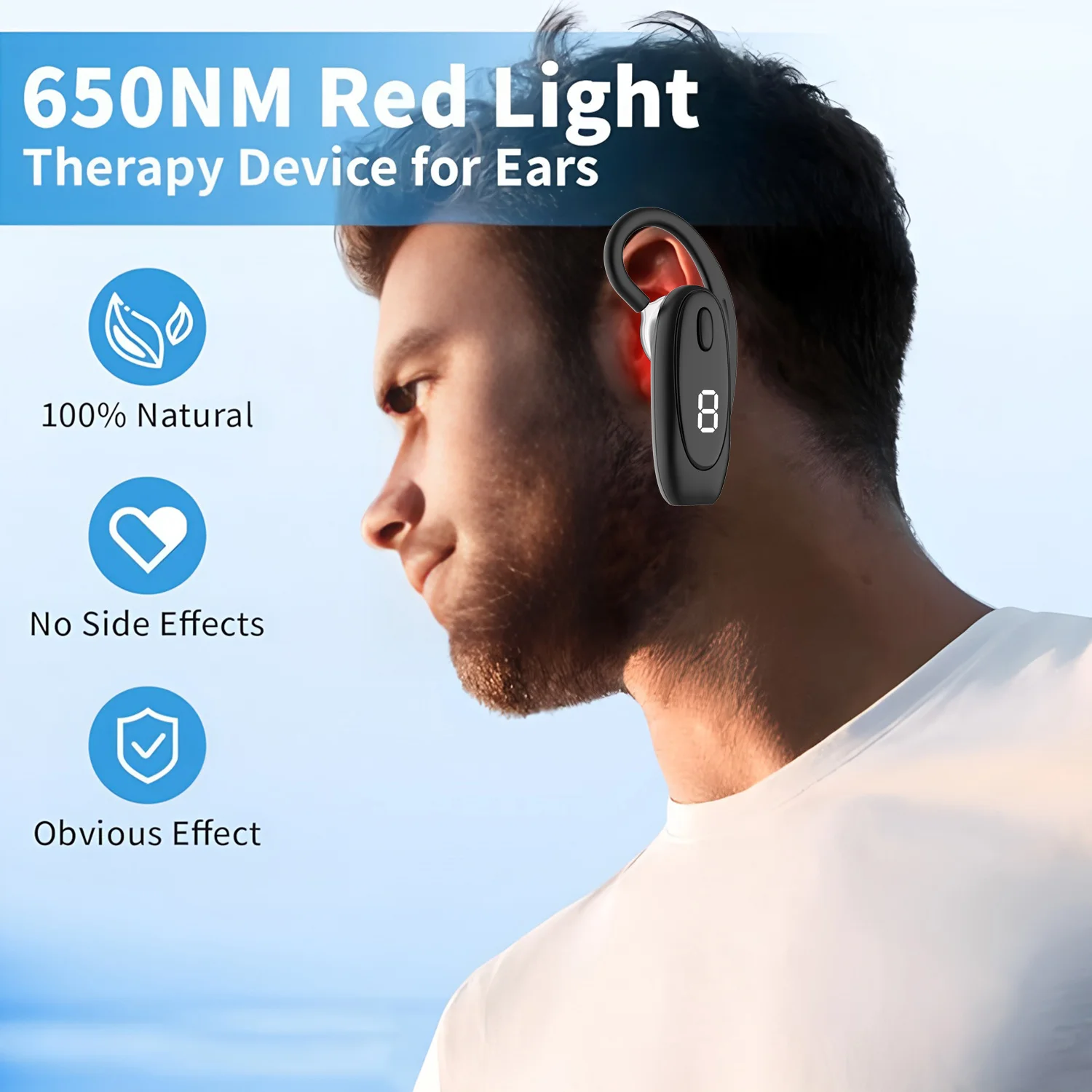 Portable Ear Canal Laser Irradiator Rechargeable Laser Ear Irradiator Reduce Tinnitus 650NM Red Eight Therapy Device for Ears