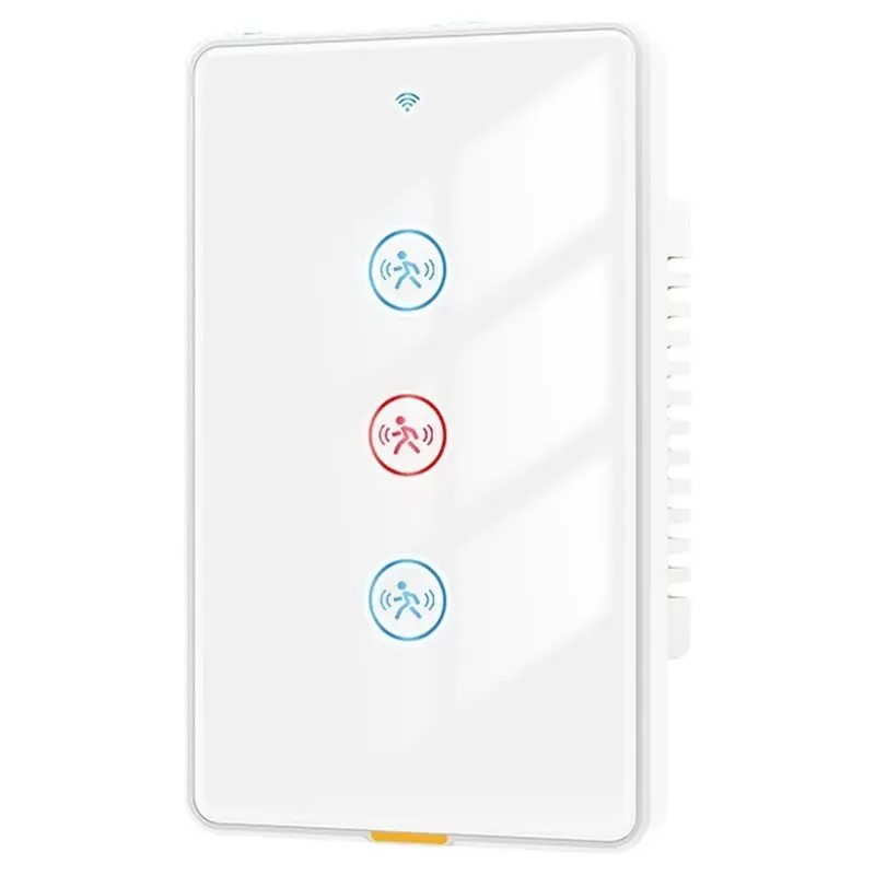 AAAEL-Touch Light Switch Tuya Wifi Radar Motion Sensor US Standard Single Neutral Wire App Control 2Gang US Plug