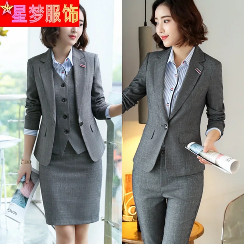 

1808 Autumn and Winter Ol Business Suit Vest Suit Hotel Front Stage Work Wear Clothes plus Size Suit Business Formal Wear