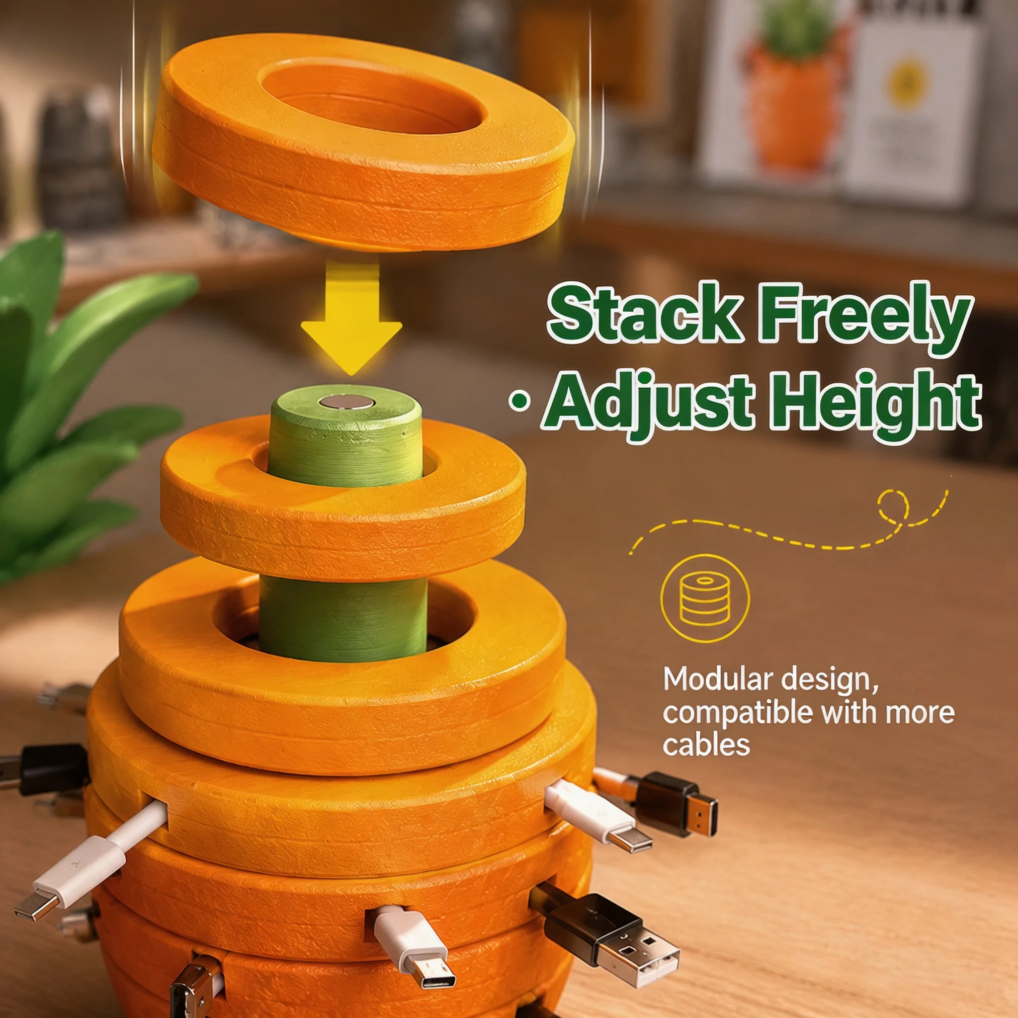 Creative Pineapple Cable Holder 3D Printed Desk Organizer Gift USB Cord Storage Winder for Office Home Desktop