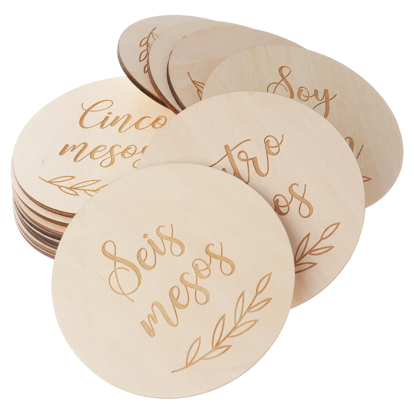 

Eco-friendly Wooden Baby Milestone Cards Newborn Monthly Growth Photography Props Safe Natural Material Infant Souvenir Set