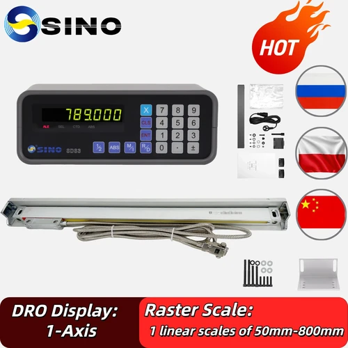 新しい SDS3-1 1 軸 DRO デジタル読み出し AC110V/220V ディスプレイと 1 個 70-1020mm リニアスケールエンコーダフライス旋盤用