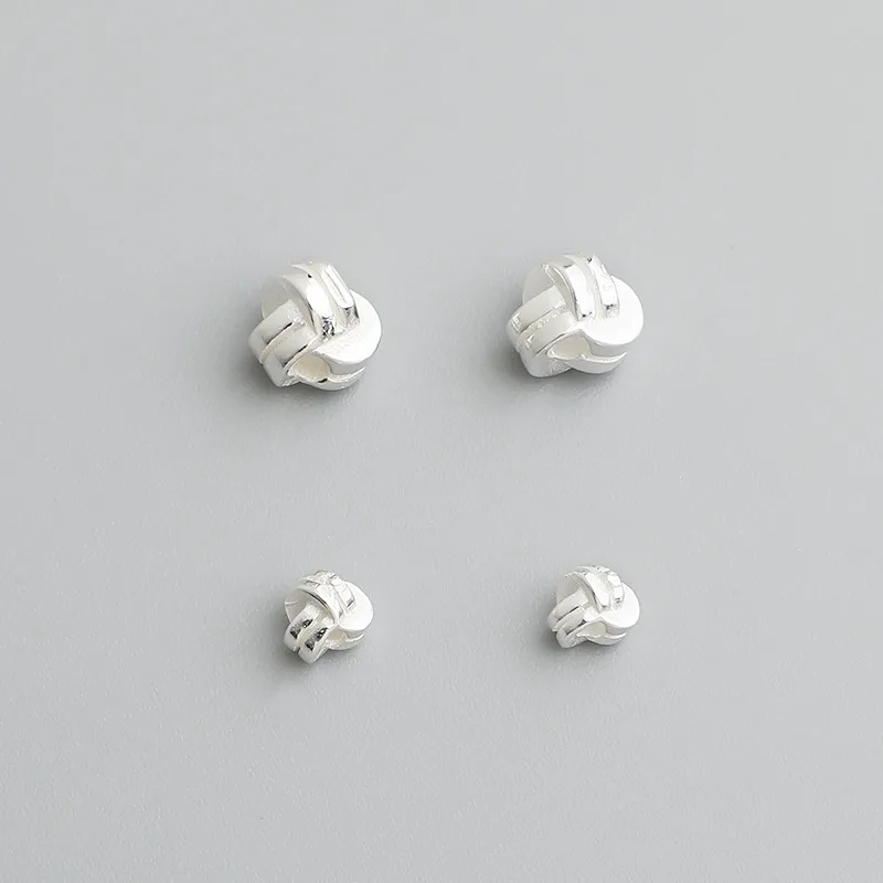 1pc 100%925 Sterling Silver Triple-Wrapped Loose Beads 4/6mm Pearls/Crystal Bracelets Necklace Silver Spacers DIY Jewelry Crafts
