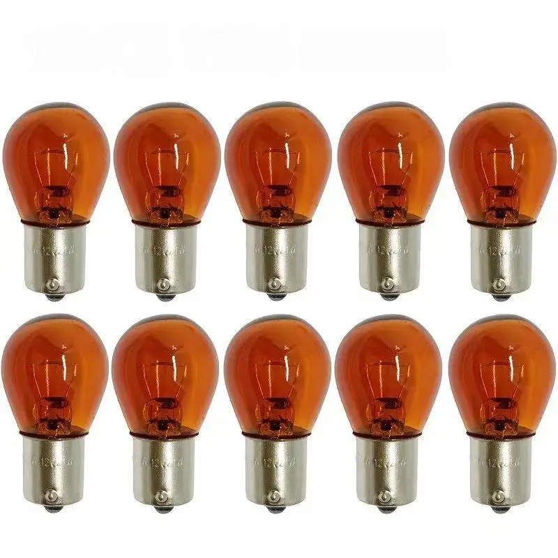 10pcs 1156 BA15S P21W Amber Bayonet Bulbs, for Accurate Turn Signal & Dashboard Warning Light Replacement