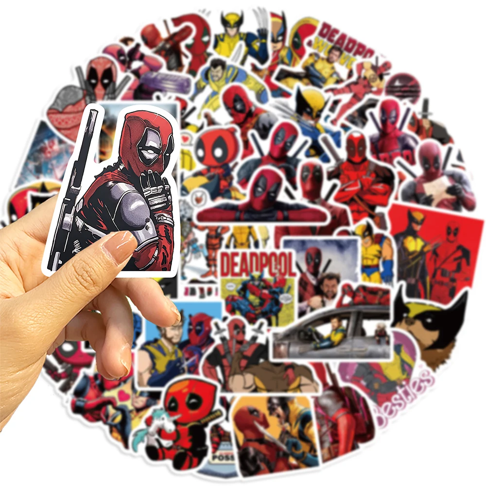 10/30/50PCS Cool Marvel Superhero Deadpool Wolverine Stickers Disney Movie Decals DIY Skateboard Notebook Phone Bike Kids Toys