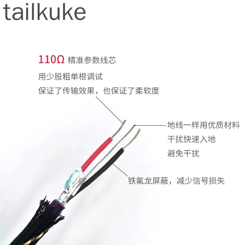 AES/EBU Digital Balanced Line 110 Ohm Characteristic Impedance Hifi Fever Coaxial Digital Audio Signal Line