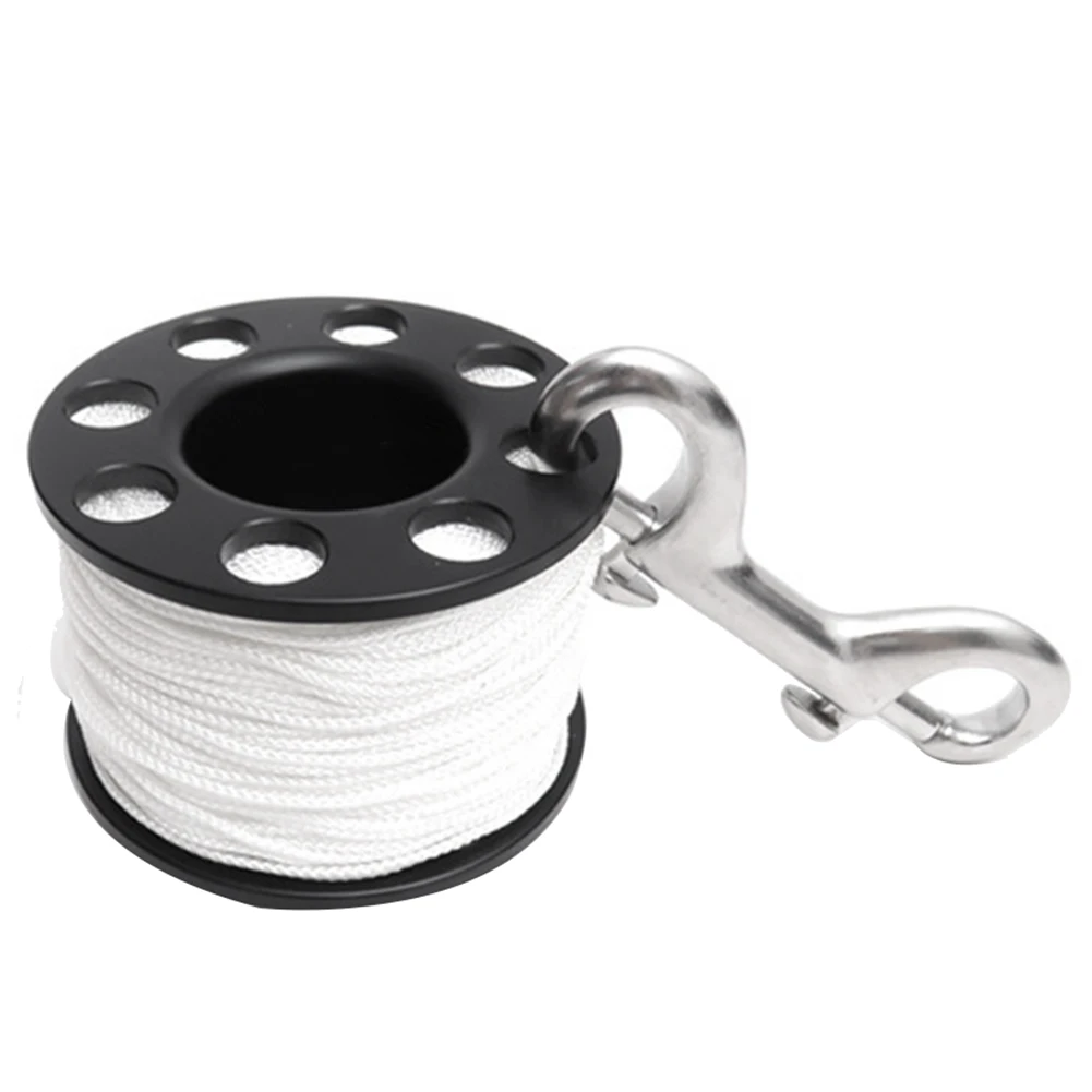 

50M Scuba Diving Spool Finger Reel with Stainless Steel Double Ended Hook SMB Equipment Cave Dive