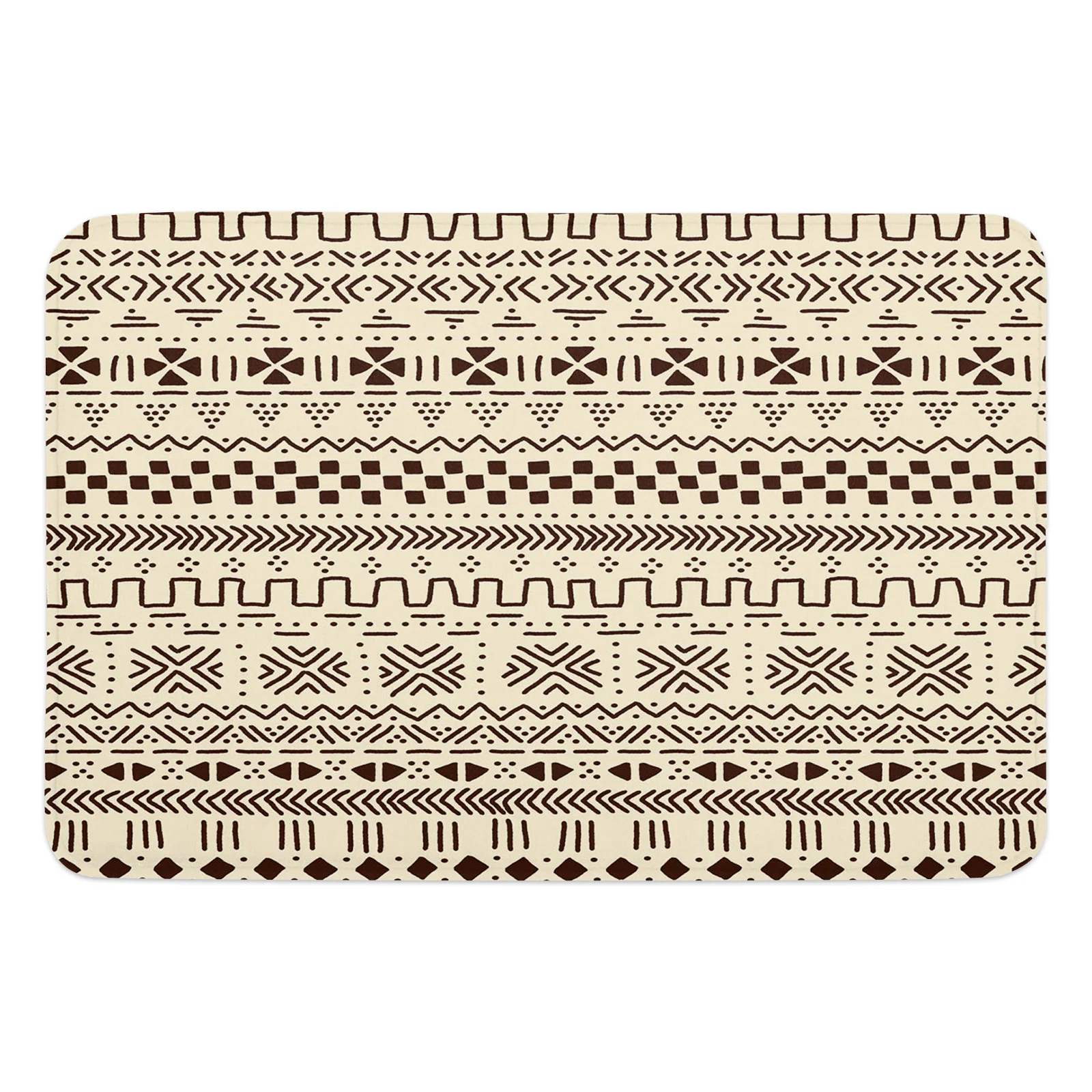 Traditional Ethnic Geometric Figures Beige Floor Mat Kitchen Bedroom Decor Carpet Home Entrance Doormat Bathroom Door Foot Rug