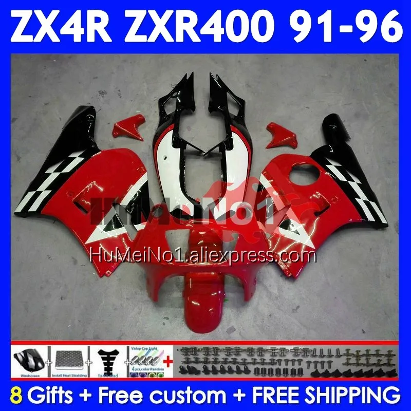 Bodys For KAWASAKI NINJA ZXR-400 ZX4R ZXR400 91 92 93 95 96 251No.99 ZXR 400 1991 1992 1993 1994 1995 1996 Red black Fairing