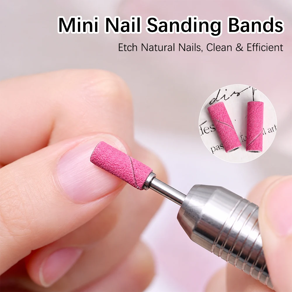 60Pcs Klimonla Nail Art Sanding Bands 80 120 180 240 Grit with 1Pcs Nail Drill Bits for Manicures and Pedicure Accessories view 4