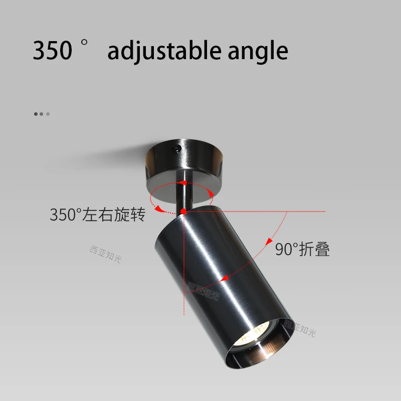 Lampu Sorot Led Dipasang Di Permukaan Sumber Cahaya Dapat Diganti GU10 Lampu Langit-langit Titik Bohlam Baja Tahan Karat Nikel Warna Emas 110V 220V